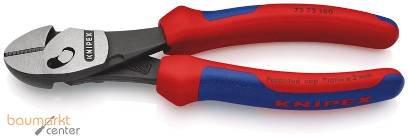 KNIPEX 73 72 180 TwinForce� Hochleistungs-Seitenschneider mit Mehrkomponenten-H�llen schwarz atramentiert 180 mm