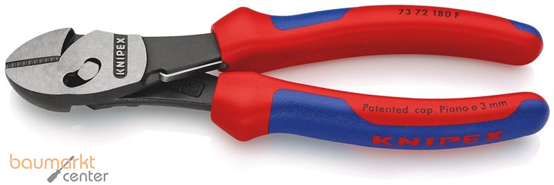 KNIPEX 73 72 180 F TwinForce� Hochleistungs-Seitenschneider mit �ffnungsfeder mit Mehrkomponenten-H�llen schwarz atramentiert 180 mm