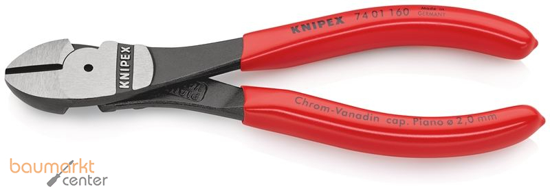 KNIPEX 74 01 160 SB Kraft-Seitenschneider mit Kunststoff �berzogen schwarz atramentiert 160 mm