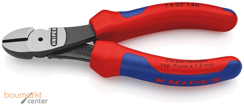 KNIPEX 74 02 140 Kraft-Seitenschneider mit Mehrkomponenten-H�llen schwarz atramentiert 140 mm