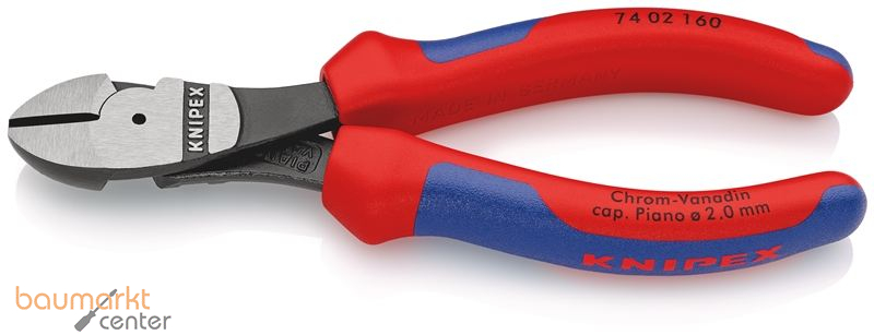 KNIPEX 74 02 160 SB Kraft-Seitenschneider mit Mehrkomponenten-H�llen schwarz atramentiert 160 mm