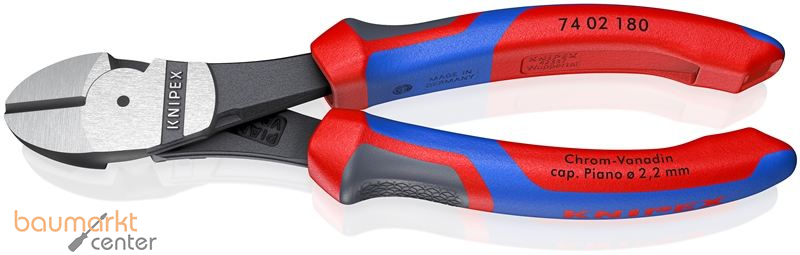 KNIPEX 74 02 180 SB Kraft-Seitenschneider mit Comfort-Griffen schwarz atramentiert 180 mm