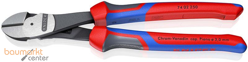 KNIPEX 74 02 250 SB Kraft-Seitenschneider mit Comfort-Griffen schwarz atramentiert 250 mm