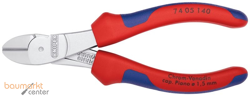 KNIPEX 74 05 140 Kraft-Seitenschneider mit Mehrkomponenten-H�llen verchromt 140 mm