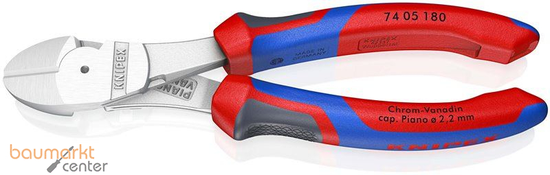 KNIPEX 74 05 180 Kraft-Seitenschneider mit Comfort-Griffen verchromt 180 mm