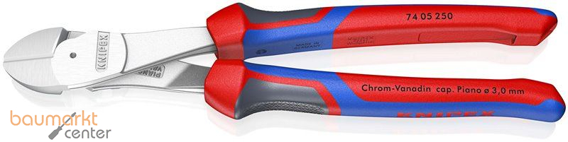 KNIPEX 74 05 250 Kraft-Seitenschneider mit Comfort-Griffen verchromt 250 mm