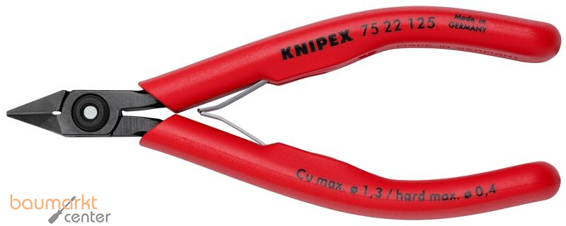 KNIPEX 75 22 125 Elektronik-Seitenschneider mit Kunststoff-H�llen br�niert 125 mm