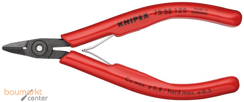 KNIPEX 75 52 125 Elektronik-Seitenschneider mit Kunststoff-H�llen br�niert 125 mm