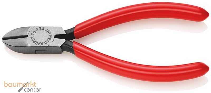 KNIPEX 76 01 125 Seitenschneider f�r Elektromechaniker mit Kunststoff �berzogen schwarz atramentiert 125 mm