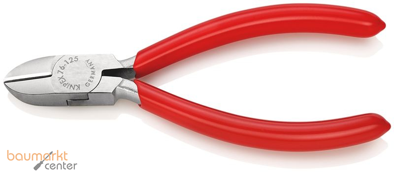 KNIPEX 76 03 125 Seitenschneider f�r Elektromechaniker mit Kunststoff �berzogen verchromt 125 mm