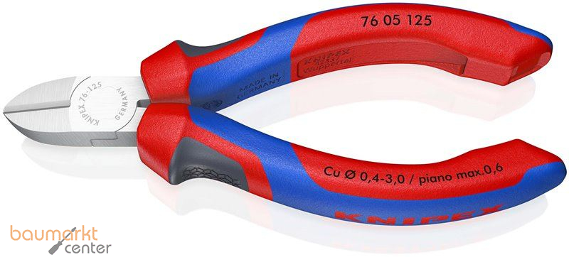 KNIPEX 76 05 125 Seitenschneider f�r Elektromechaniker mit Comfort-Griffen verchromt 125 mm