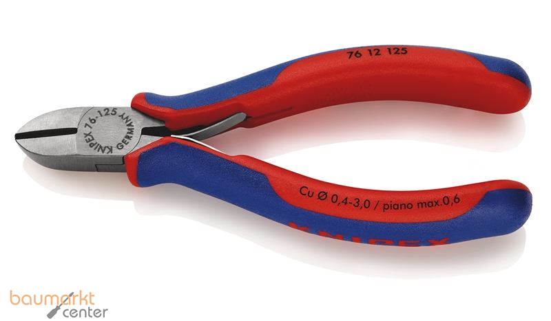 KNIPEX 76 12 125 Seitenschneider f�r Elektromechaniker mit Mehrkomponenten-H�llen schwarz atramentiert 125 mm