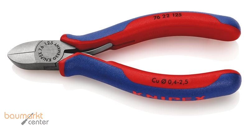 KNIPEX 76 22 125 Seitenschneider f�r Elektromechaniker mit Mehrkomponenten-H�llen schwarz atramentiert 125 mm