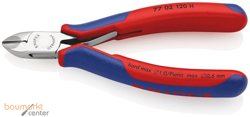 KNIPEX 77 02 120 H Elektronik-Seitenschneider mit eingesetzter Hartmetallschneide mit Mehrkomponenten-H�llen 120 mm