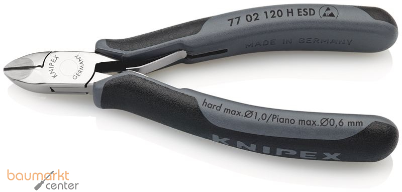 KNIPEX 77 02 120 H ESD Elektronik-Seitenschneider mit eingesetzter Hartmetallschneide ESD mit Mehrkomponenten-H�llen 120 mm