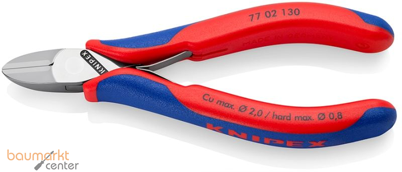 KNIPEX 77 02 130 Elektronik-Seitenschneider mit durchgestecktem Gelenk mit Mehrkomponenten-H�llen 130 mm