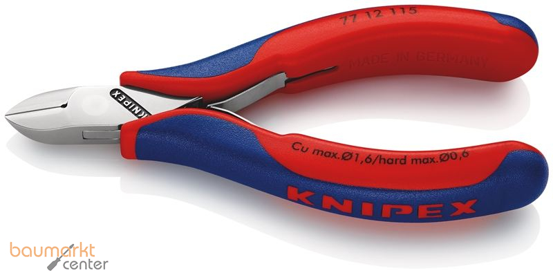 KNIPEX 77 12 115 Elektronik-Seitenschneider mit durchgestecktem Gelenk mit Mehrkomponenten-H�llen 115 mm