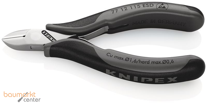 KNIPEX 77 12 115 ESD Elektronik-Seitenschneider ESD mit durchgestecktem Gelenk mit Mehrkomponenten-H�llen 115 mm