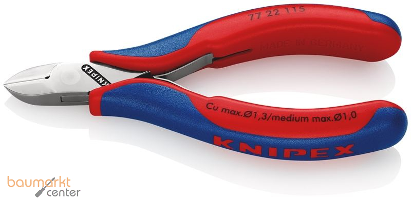 KNIPEX 77 22 115 Elektronik-Seitenschneider mit durchgestecktem Gelenk mit Mehrkomponenten-H�llen 115 mm