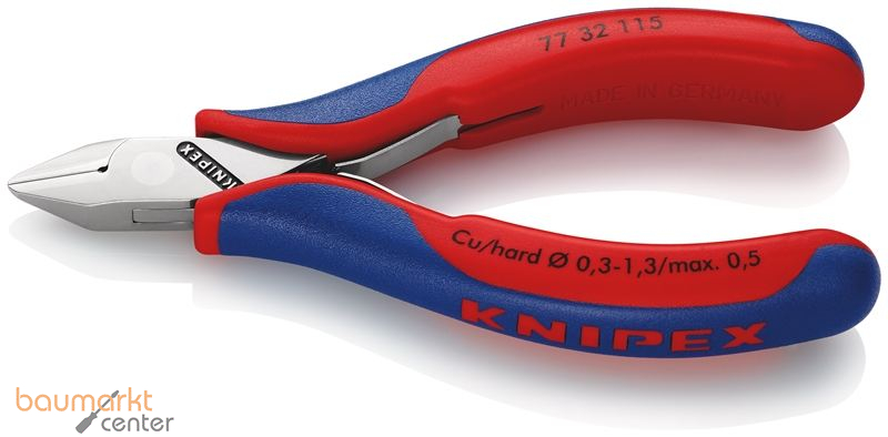 KNIPEX 77 32 115 Elektronik-Seitenschneider mit durchgestecktem Gelenk mit Mehrkomponenten-H�llen 115 mm