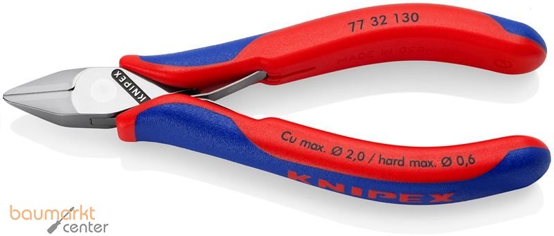 KNIPEX 77 32 130 Elektronik-Seitenschneider mit durchgestecktem Gelenk mit Mehrkomponenten-H�llen 130 mm