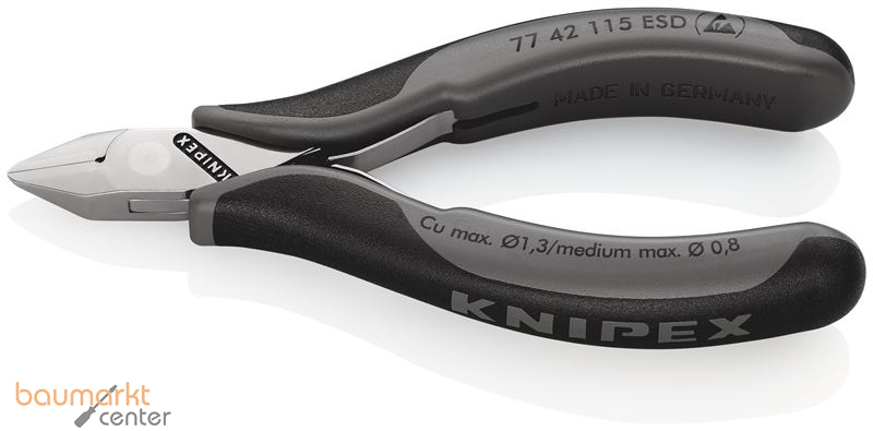 KNIPEX 77 42 115 ESD Elektronik-Seitenschneider ESD mit durchgestecktem Gelenk mit Mehrkomponenten-H�llen 115 mm