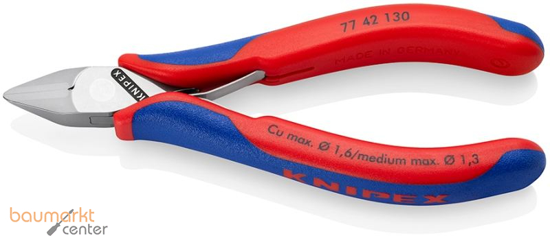 KNIPEX 77 42 130 Elektronik-Seitenschneider mit durchgestecktem Gelenk mit Mehrkomponenten-H�llen 130 mm
