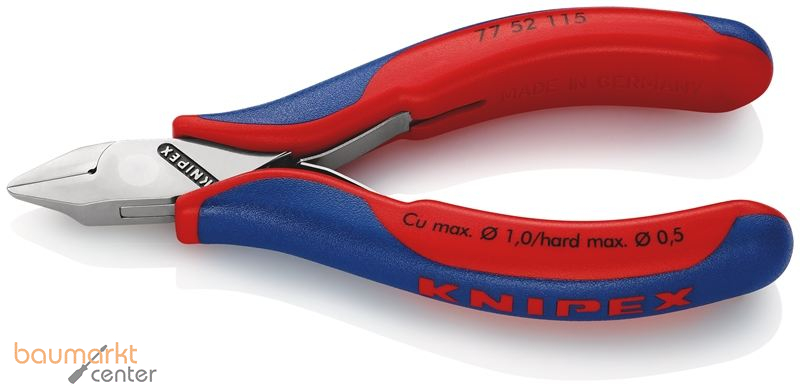 KNIPEX 77 52 115 Elektronik-Seitenschneider mit durchgestecktem Gelenk mit Mehrkomponenten-H�llen 115 mm