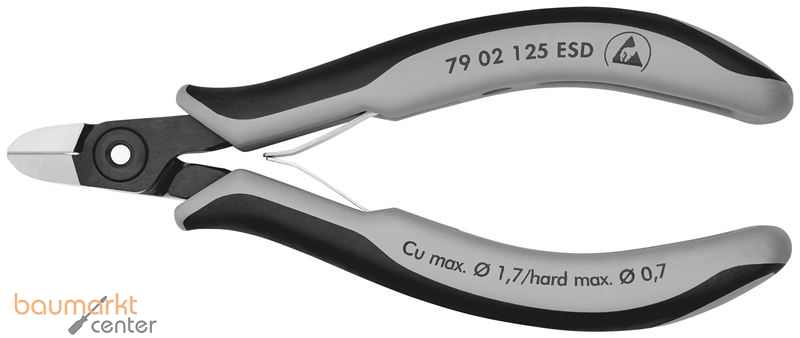 KNIPEX 79 02 125 ESD Pr�zisions-Elektronik-Seitenschneider ESD mit Mehrkomponenten-H�llen br�niert 125 mm