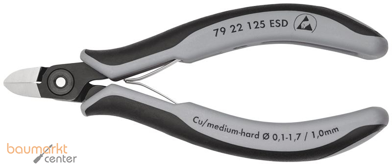 KNIPEX 79 22 125 ESD Pr�zisions-Elektronik-Seitenschneider ESD mit Mehrkomponenten-H�llen br�niert 125 mm