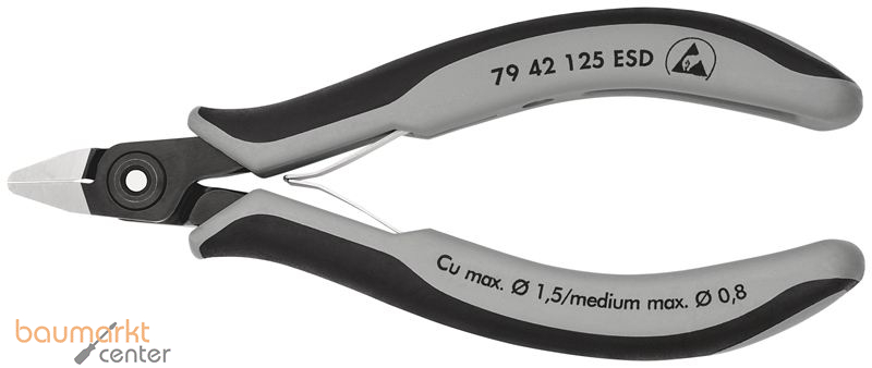KNIPEX 79 42 125 ESD Pr�zisions-Elektronik-Seitenschneider ESD mit Mehrkomponenten-H�llen br�niert 125 mm
