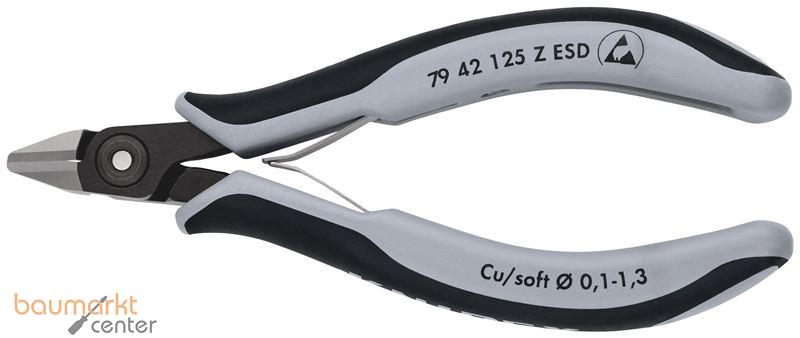 KNIPEX 79 42 125 Z ESD Pr�zisions-Elektronik-Seitenschneider ESD mit Mehrkomponenten-H�llen br�niert 125 mm
