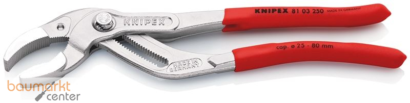KNIPEX 81 03 250 SB Siphon- und Connectorenzange "SpeedGrip" mit rutschhemmendem Kunststoff �berzogen verchromt 250 mm