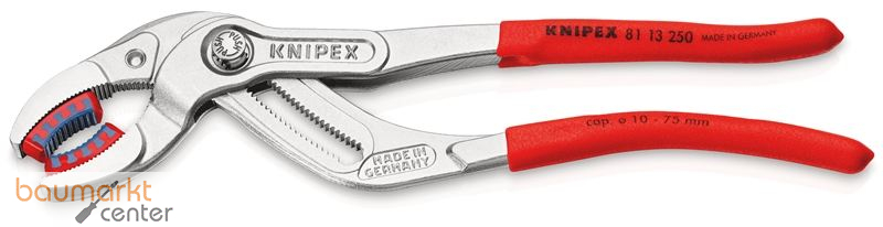 KNIPEX 81 13 250 SB Siphon- und Connectorenzange "SpeedGrip" mit rutschhemmendem Kunststoff �berzogen verchromt 250 mm