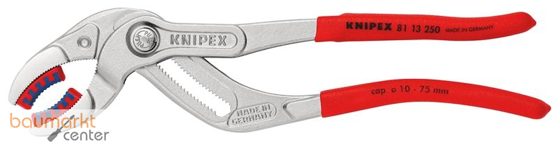 KNIPEX 81 13 250 Siphon- und Connectorenzange "SpeedGrip" mit rutschhemmendem Kunststoff �berzogen verchromt 250 mm
