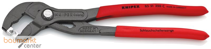 KNIPEX 85 51 250 C SB Schlauchschellenzange f�r Click-Schellen mit rutschhemmendem Kunststoff �berzogen grau atramentiert 250 mm