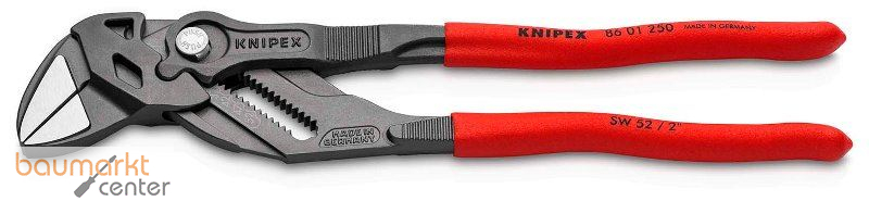 KNIPEX 86 01 250 Zangenschl�ssel Zange und Schraubenschl�ssel in einem Werkzeug mit rutschhemmendem Kunststoff �berzogen grau atramentiert 250 mm