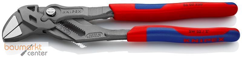 KNIPEX 86 02 250 SB Zangenschl�ssel Zange und Schraubenschl�ssel in einem Werkzeug mit Mehrkomponenten-H�llen grau atramentiert 250 mm