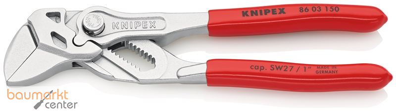 KNIPEX 86 03 150 SB Zangenschl�ssel Zange und Schraubenschl�ssel in einem Werkzeug mit Kunststoff �berzogen verchromt 150 mm