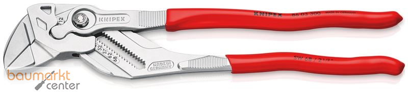 KNIPEX 86 03 300 SB Zangenschl�ssel Zange und Schraubenschl�ssel in einem Werkzeug mit Kunststoff �berzogen verchromt 300 mm