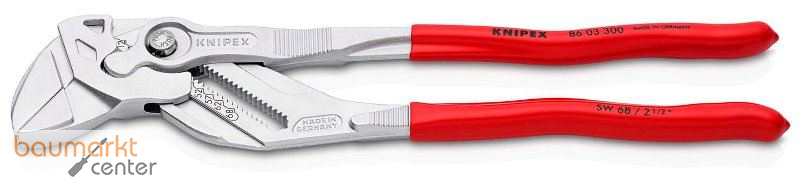 KNIPEX 86 03 300 Zangenschl�ssel Zange und Schraubenschl�ssel in einem Werkzeug mit Kunststoff �berzogen verchromt 300 mm