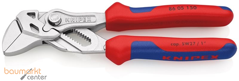 KNIPEX 86 05 150 SB Zangenschl�ssel Zange und Schraubenschl�ssel in einem Werkzeug mit Mehrkomponenten-H�llen verchromt 150 mm
