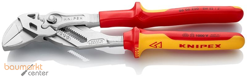 KNIPEX 86 06 250 SB Zangenschl�ssel Zange und Schraubenschl�ssel in einem Werkzeug isoliert mit Mehrkomponenten-H�llen, VDE-gepr�ft verchromt 250 mm