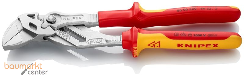 KNIPEX 86 06 250 Zangenschl�ssel Zange und Schraubenschl�ssel in einem Werkzeug isoliert mit Mehrkomponenten-H�llen, VDE-gepr�ft verchromt 250 mm