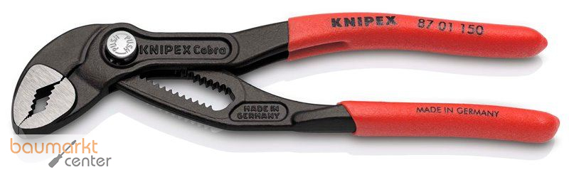 KNIPEX 87 01 150 SB Cobra� Hightech-Wasserpumpenzange mit rutschhemmendem Kunststoff �berzogen grau atramentiert 150 mm
