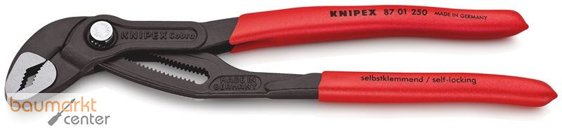 KNIPEX 87 01 250 SB Cobra� Hightech-Wasserpumpenzange mit rutschhemmendem Kunststoff �berzogen grau atramentiert 250 mm