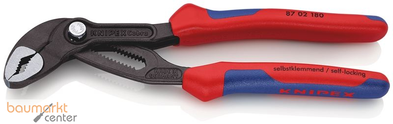 KNIPEX 87 02 180 Cobra� Hightech-Wasserpumpenzange mit Mehrkomponenten-H�llen grau atramentiert 180 mm