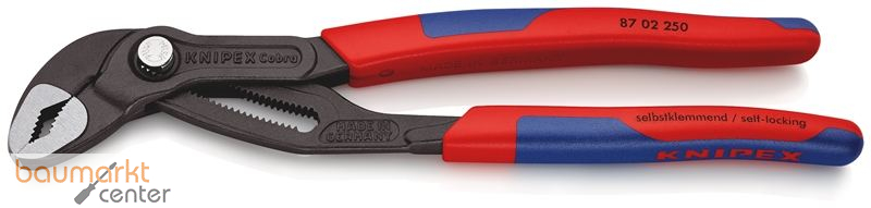 KNIPEX 87 02 250 SB Cobra� Hightech-Wasserpumpenzange mit schlanken Mehrkomponenten-H�llen grau atramentiert 250 mm