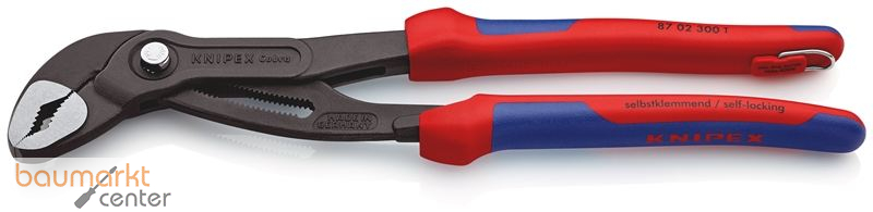 KNIPEX 87 02 300 T Cobra� Hightech-Wasserpumpenzange mit Mehrkomponenten-H�llen, mit integrierter Befestigungs�se zum Anbringen einer Absturzsicherung grau atramentiert 300 mm