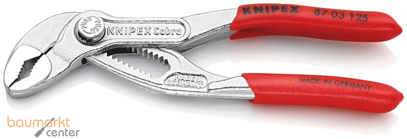 KNIPEX 87 03 125 Cobra� Hightech-Wasserpumpenzange mit rutschhemmendem Kunststoff �berzogen verchromt 125 mm